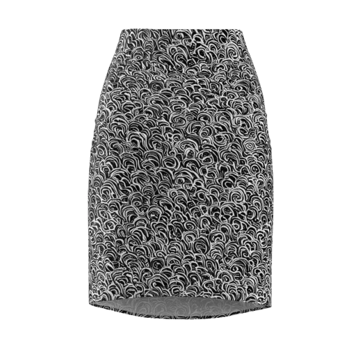 Black White Rapture on a Pencil Skirt
