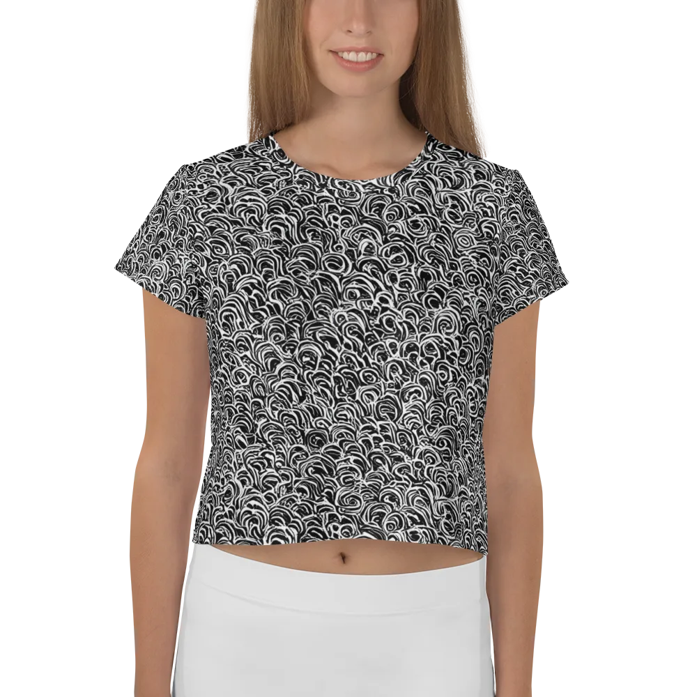 Black White Rapture on Crop Tee — Front