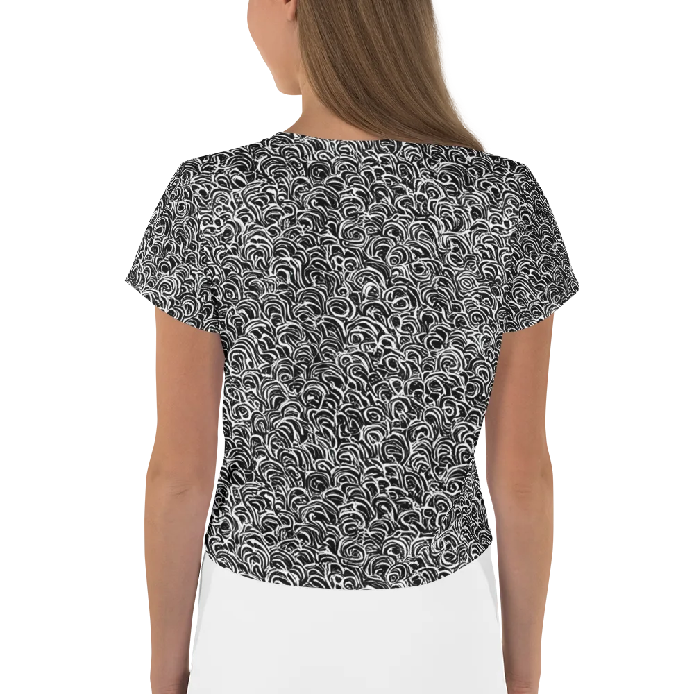 Black White Rapture on Crop Tee — Back