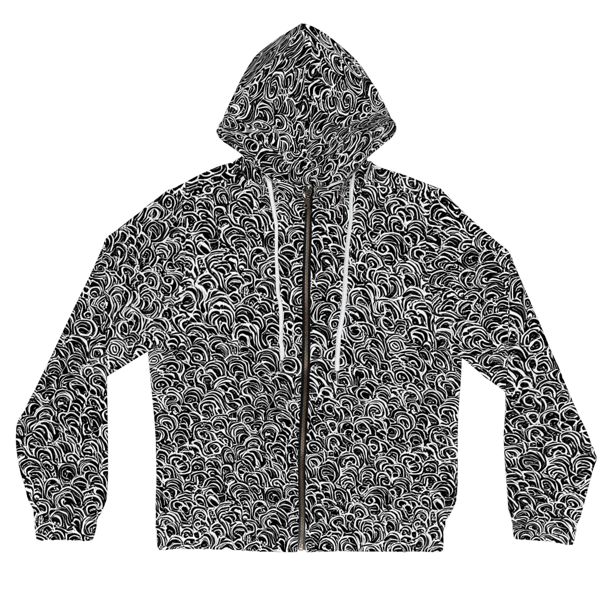 Black White Rapture on Women's Full-Zip Hoodie — Front