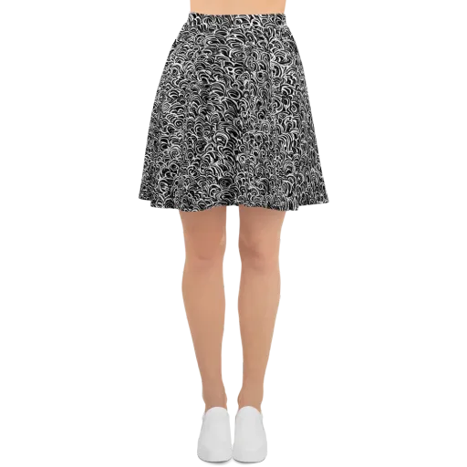 Black White Rapture on a Skater Skirt