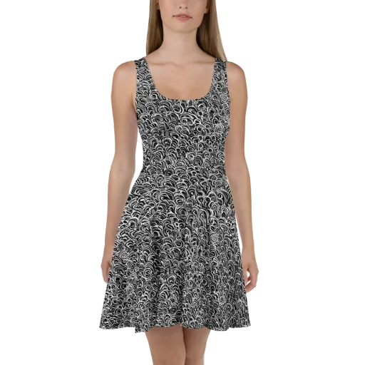 Black White Rapture on a Skater Dress