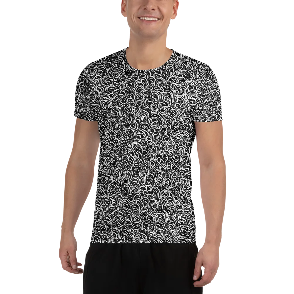 Black White Rapture on Men's Athletic T-Shirt — Front