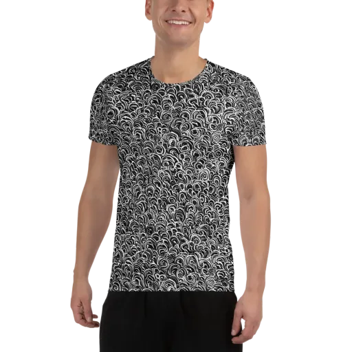 Black White Rapture on a Men's Athletic T-Shirt