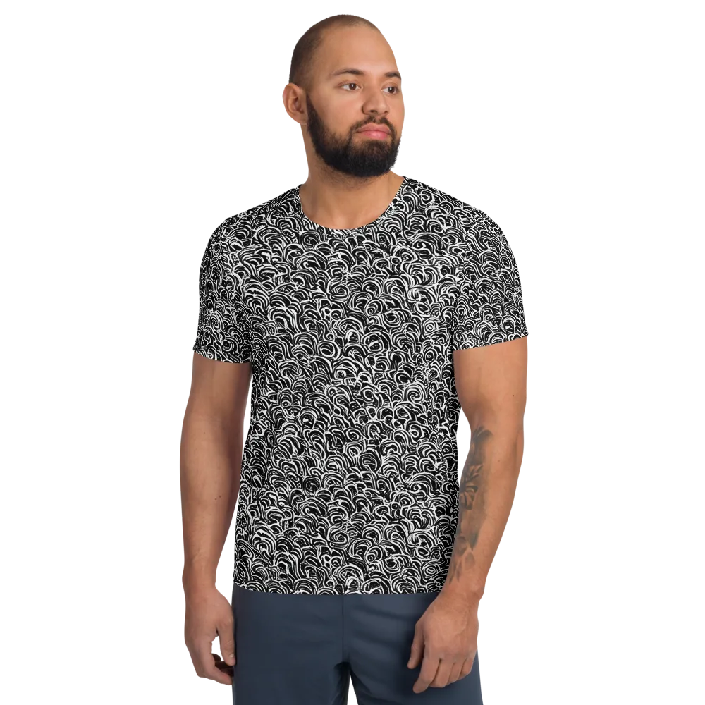 Black White Rapture on Men's Athletic T-Shirt — Front