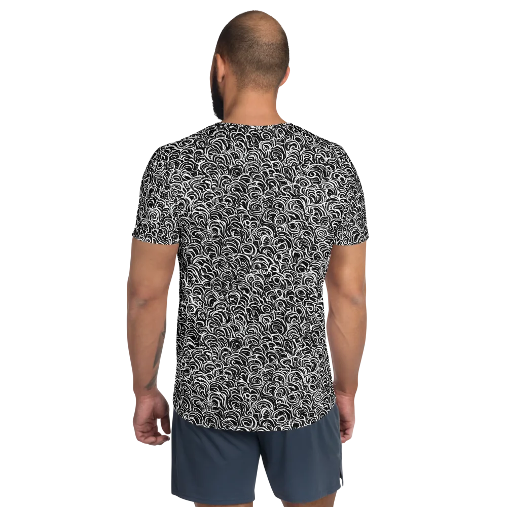 Black White Rapture on Men's Athletic T-Shirt — Back