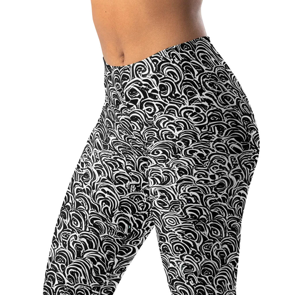 Black White Rapture on Leggings — Left Front