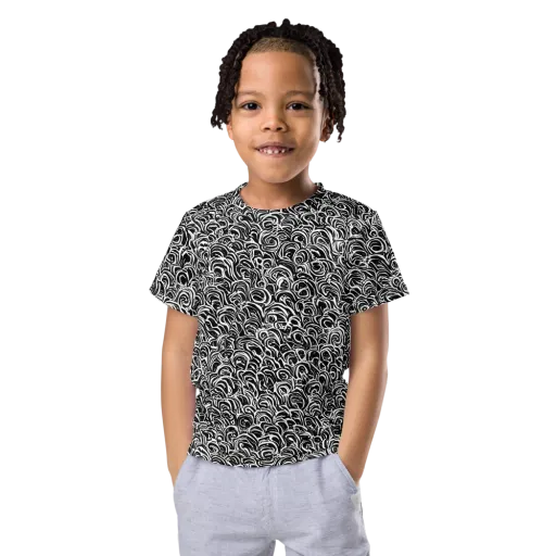 Black White Rapture on a Kids Crew Neck T-Shirt
