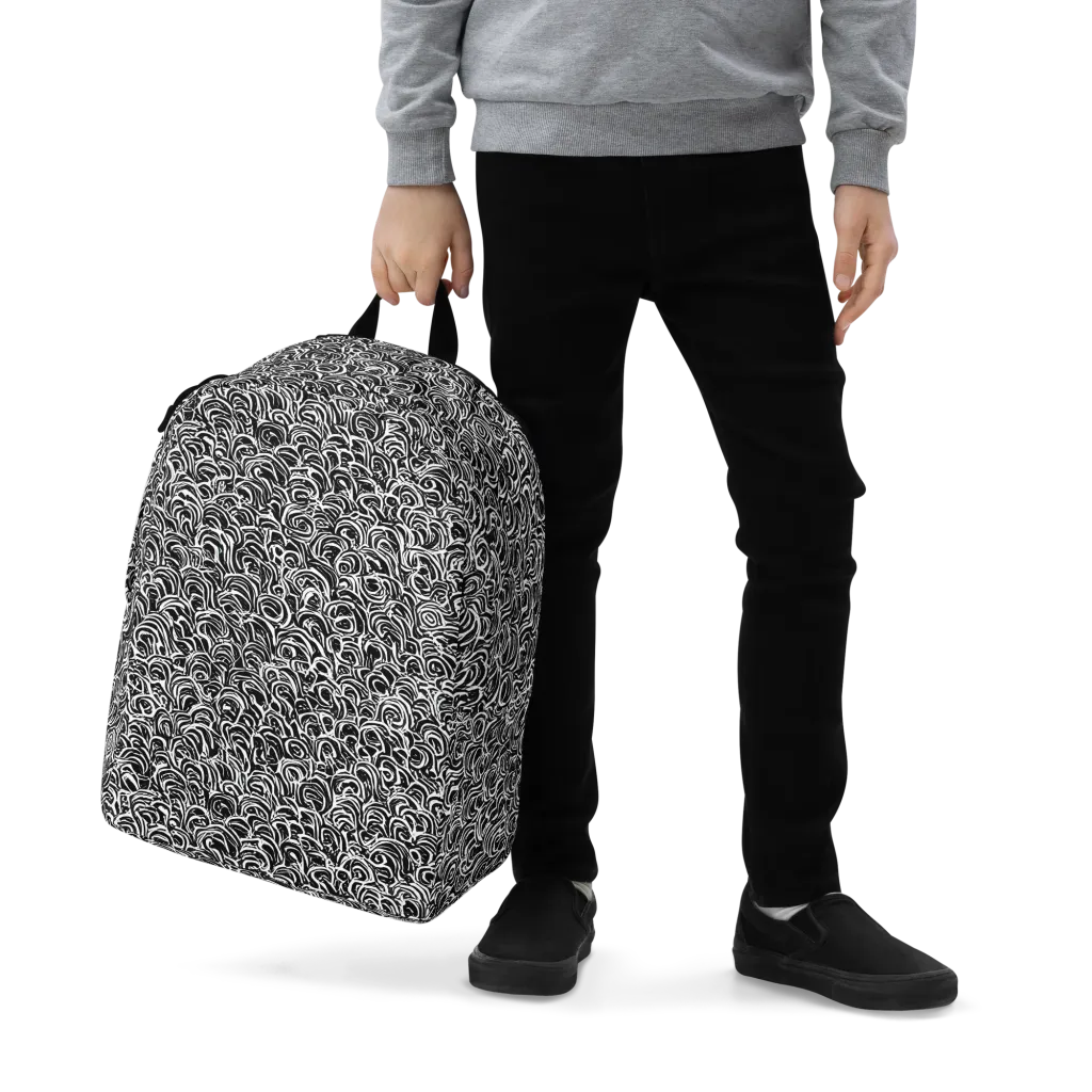 Black White Rapture on Minimalist Backpack — Zoomed-in