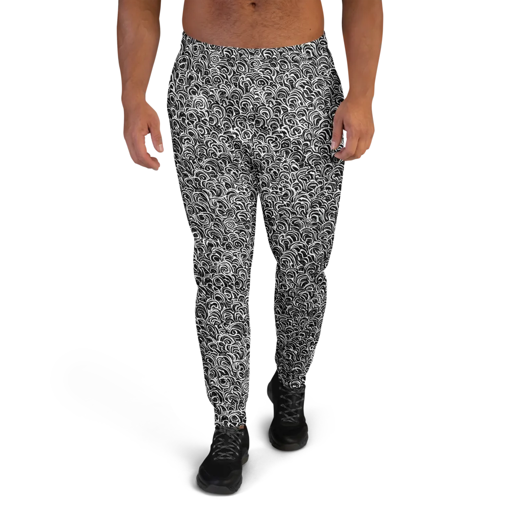 Black White Rapture on Men's Joggers — Front