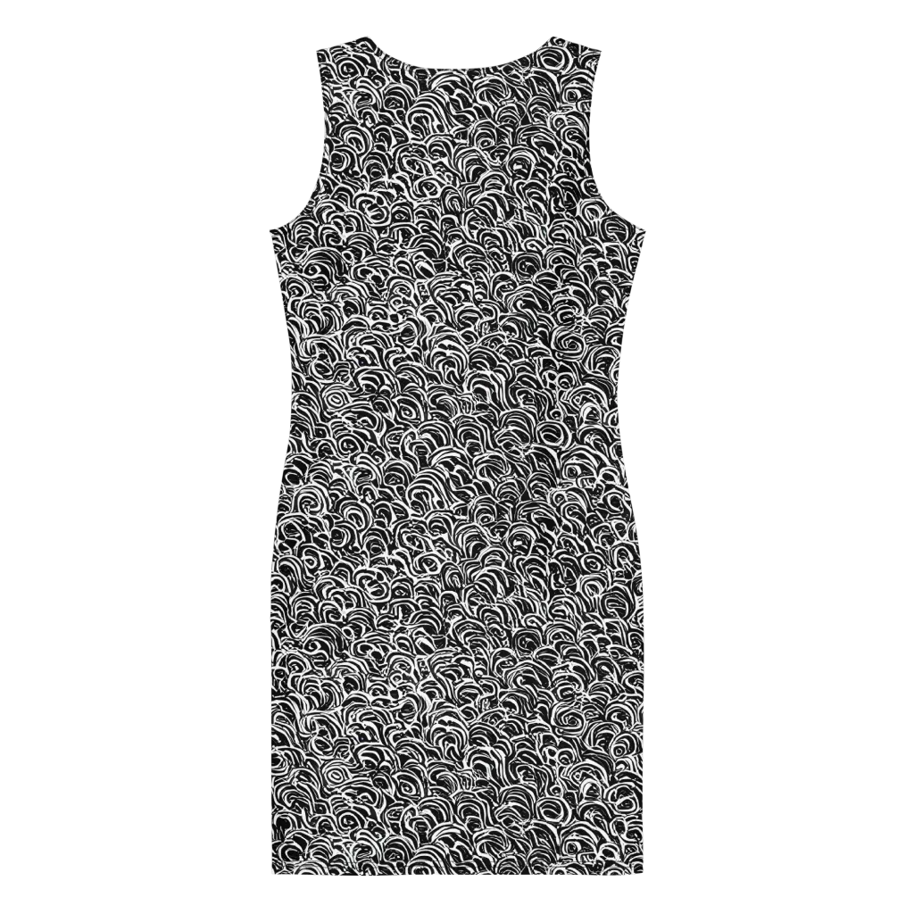 Black White Rapture on Bodycon Dress — Back
