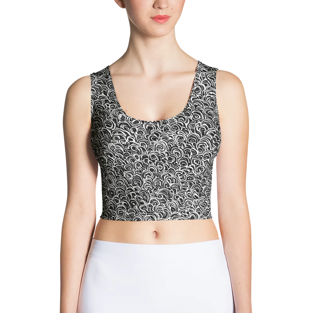 Black White Rapture on Crop Top — Front