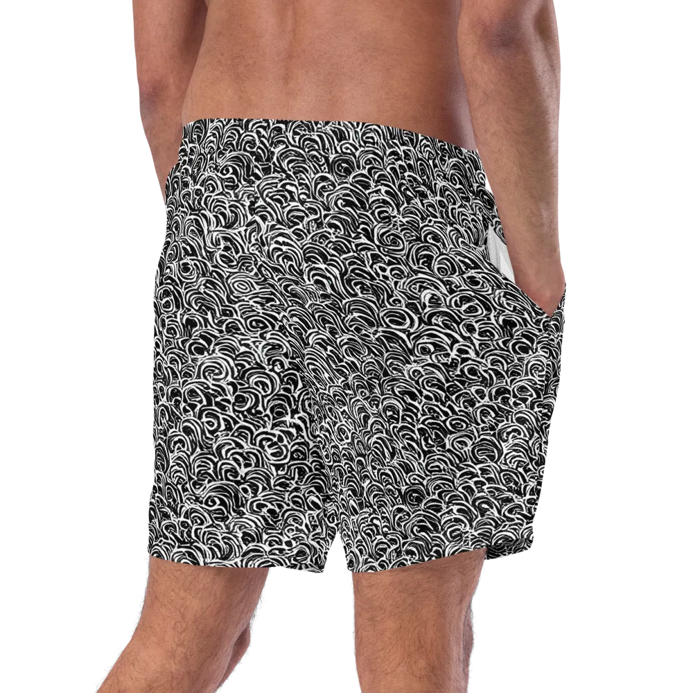 Black White Rapture on Swim Trunks — Right Back