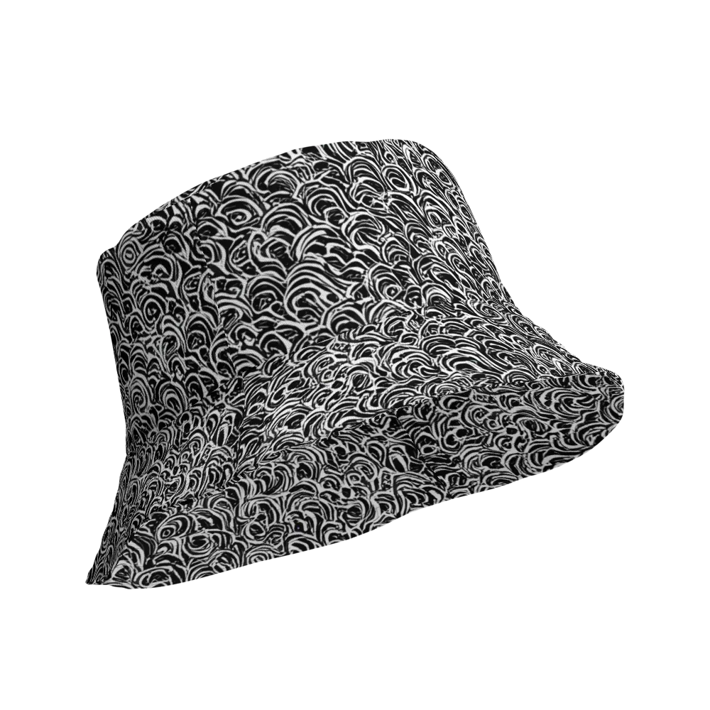 Black White Rapture on Reversible Bucket Hat — Product details Outside