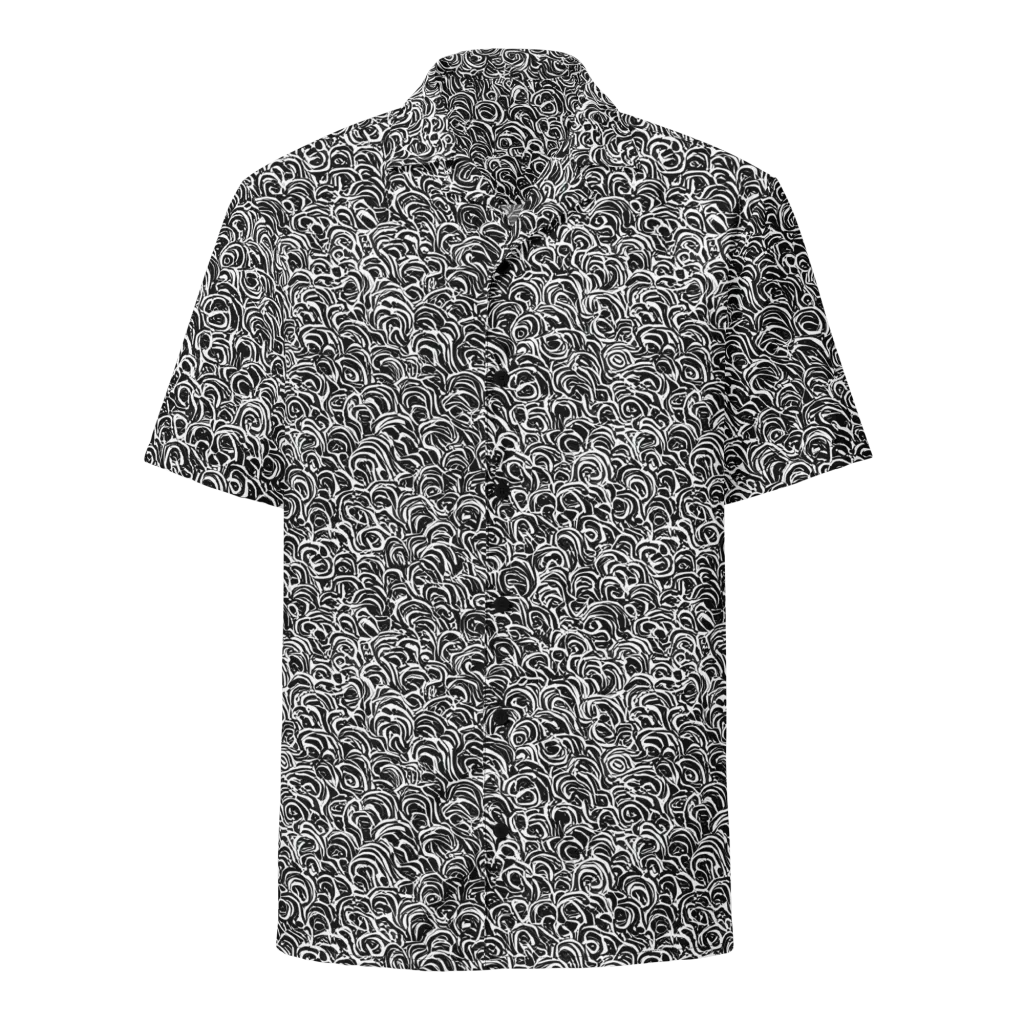 Black White Rapture on Button Shirt — Front