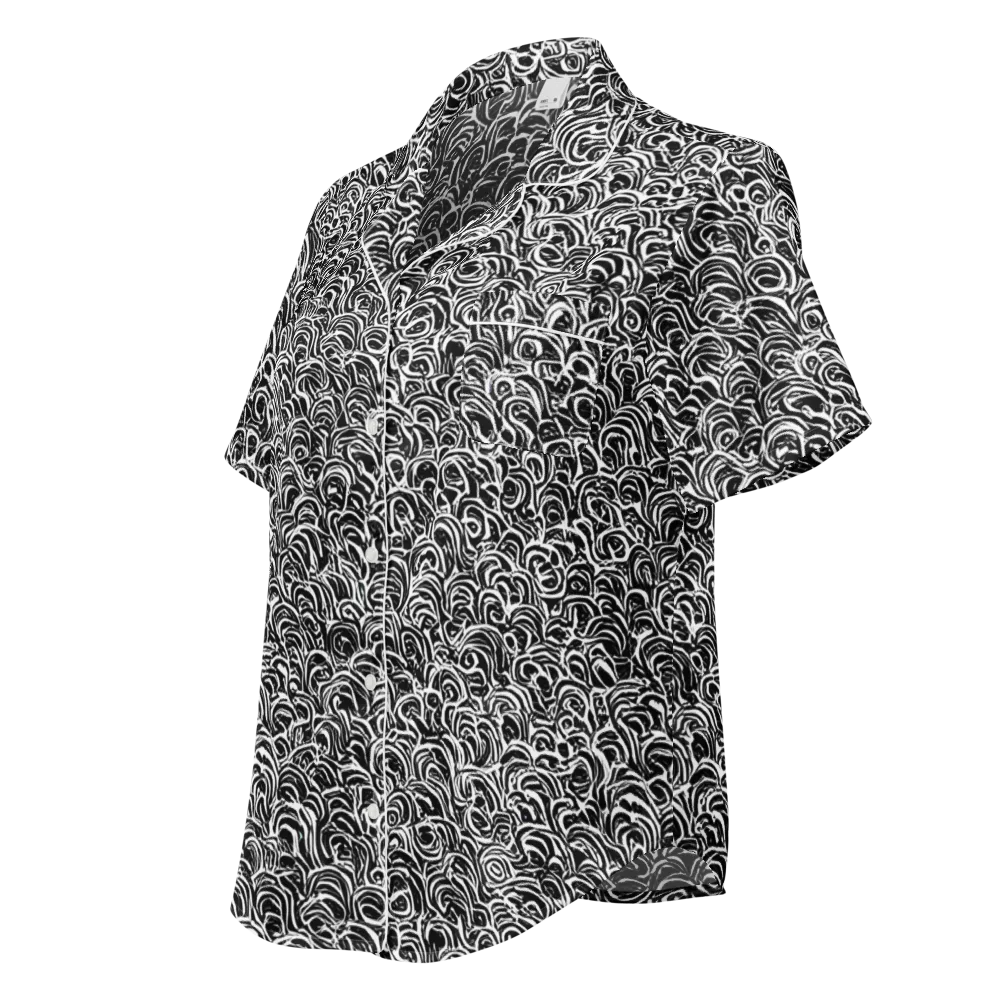 Black White Rapture on Women's Short Sleeve Pajama Top — Left Front