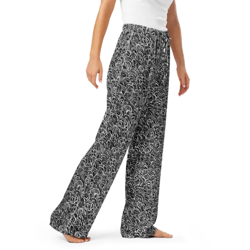Black White Rapture on a Women's Pajama Pants
