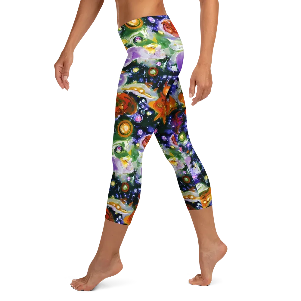 Molten Bloom on Capri Leggings — Left