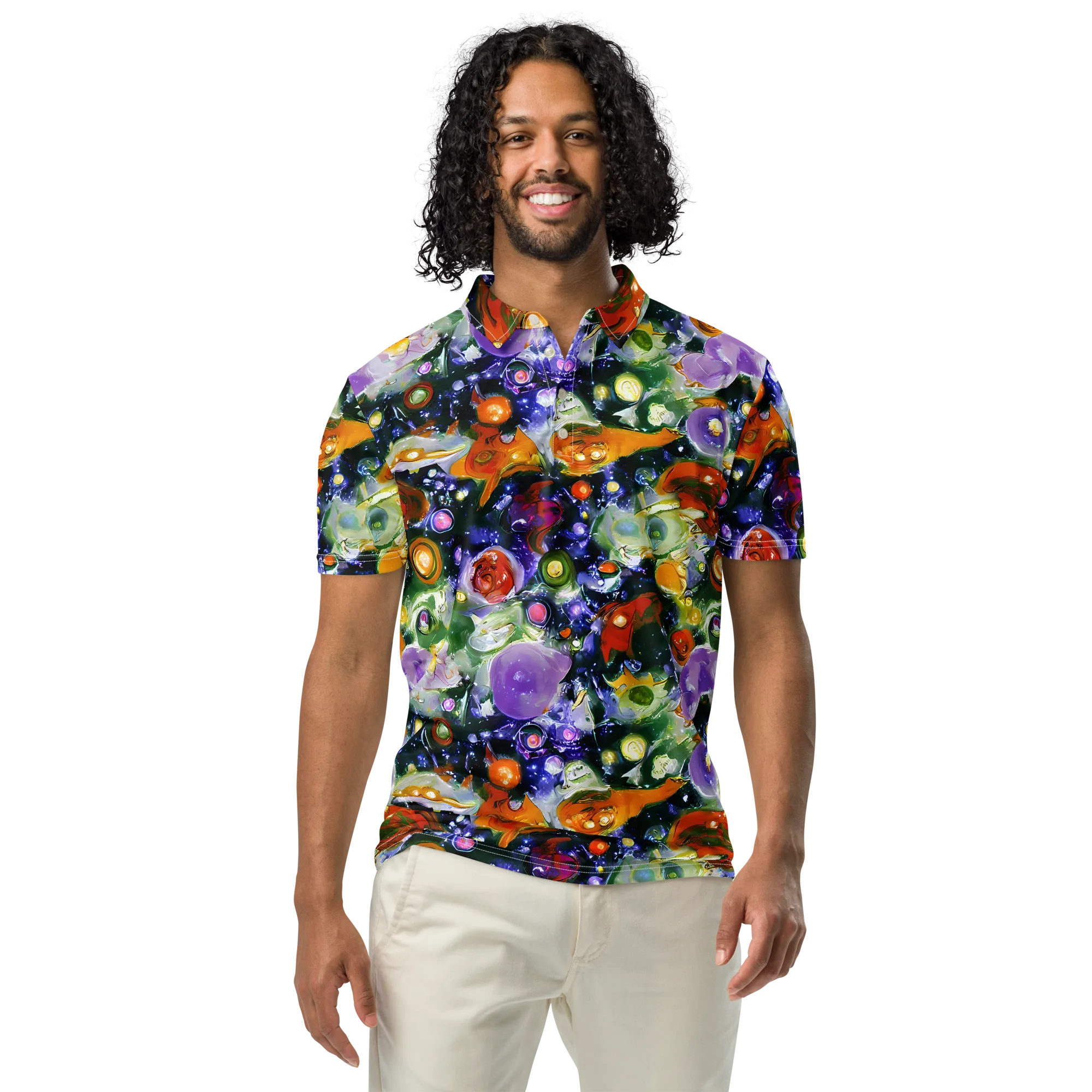 Molten Bloom on Men's Slim Fit Polo Shirt — Front