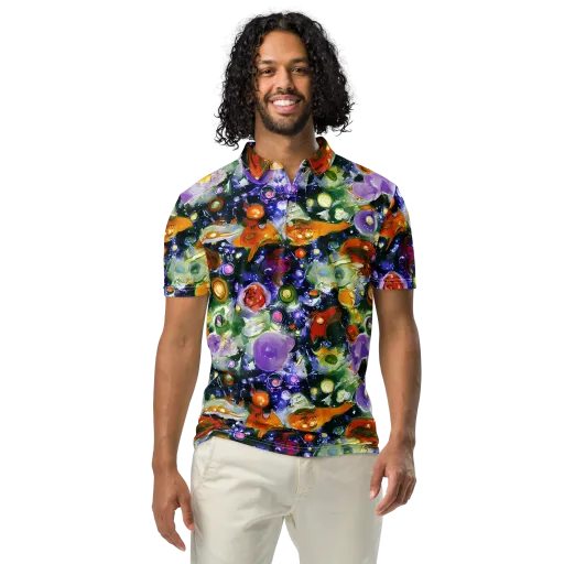 Molten Bloom on a Men's Slim Fit Polo Shirt