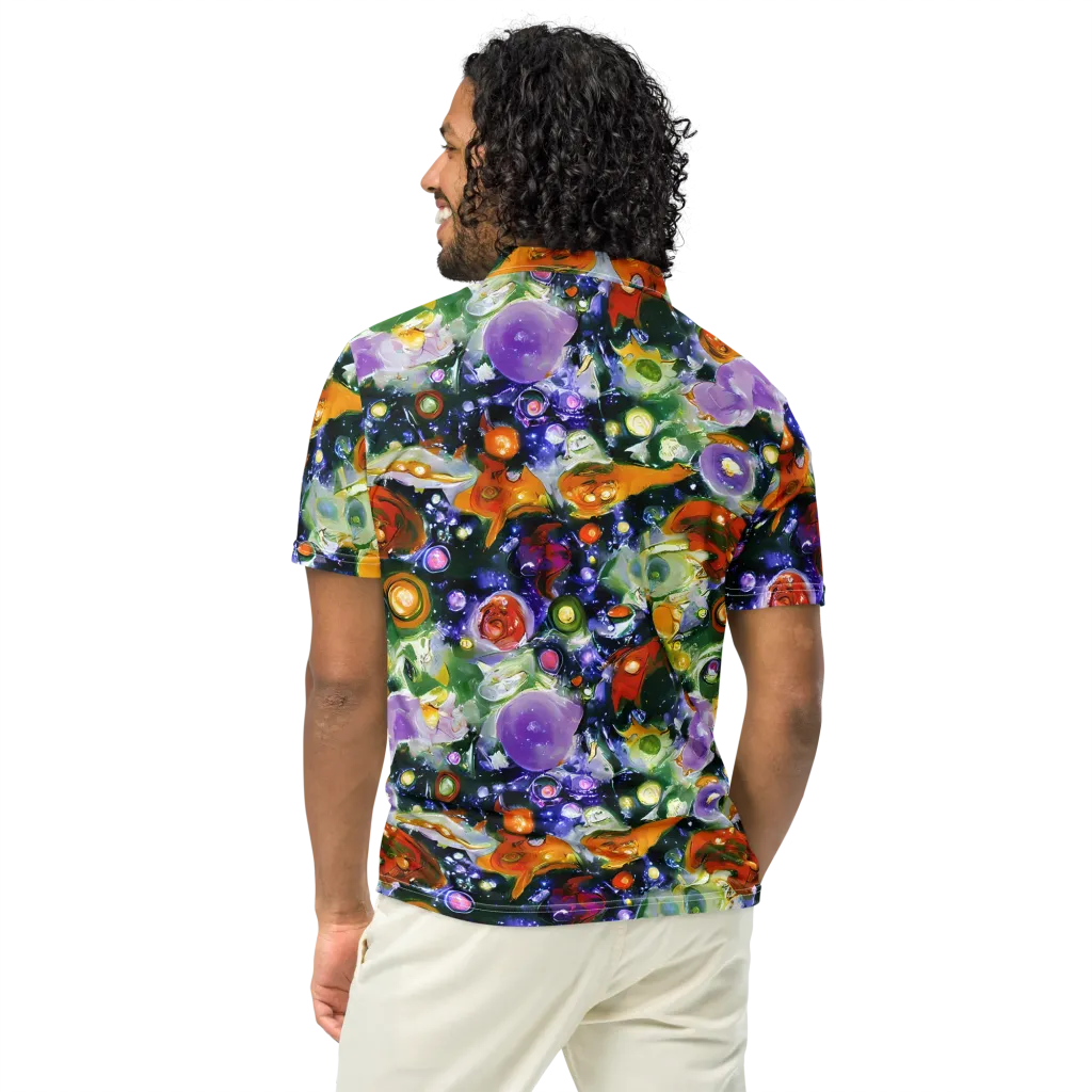Molten Bloom on Men's Slim Fit Polo Shirt — Back