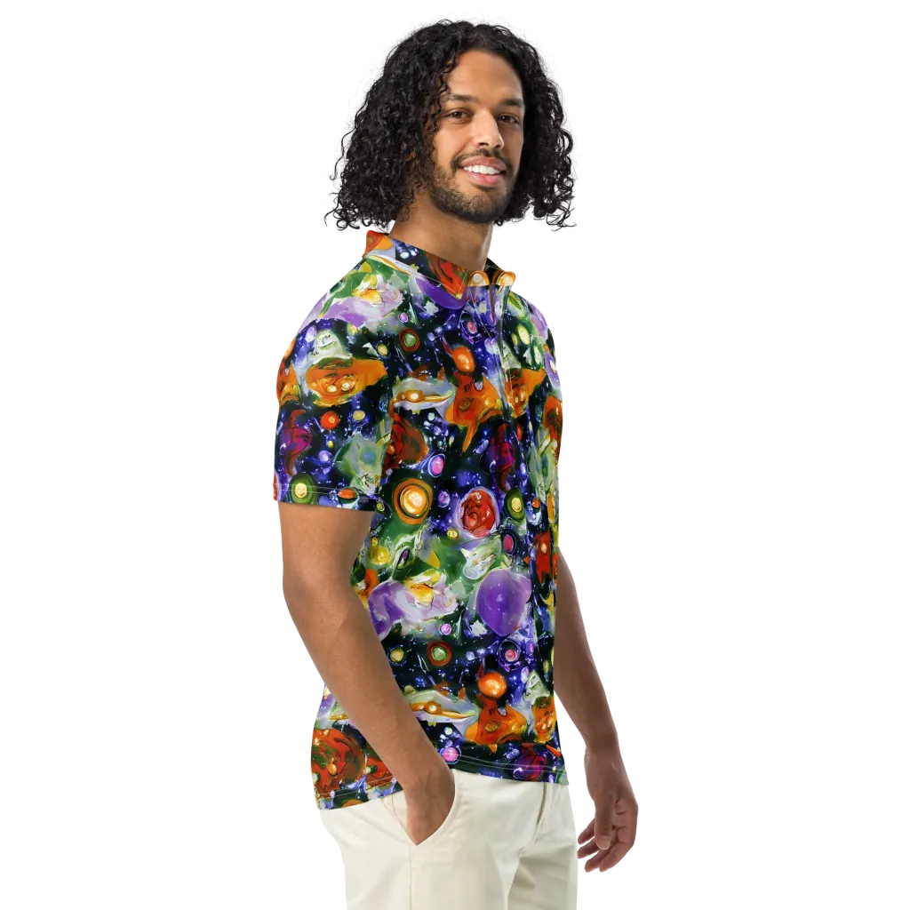 Molten Bloom on Men's Slim Fit Polo Shirt — Right Front