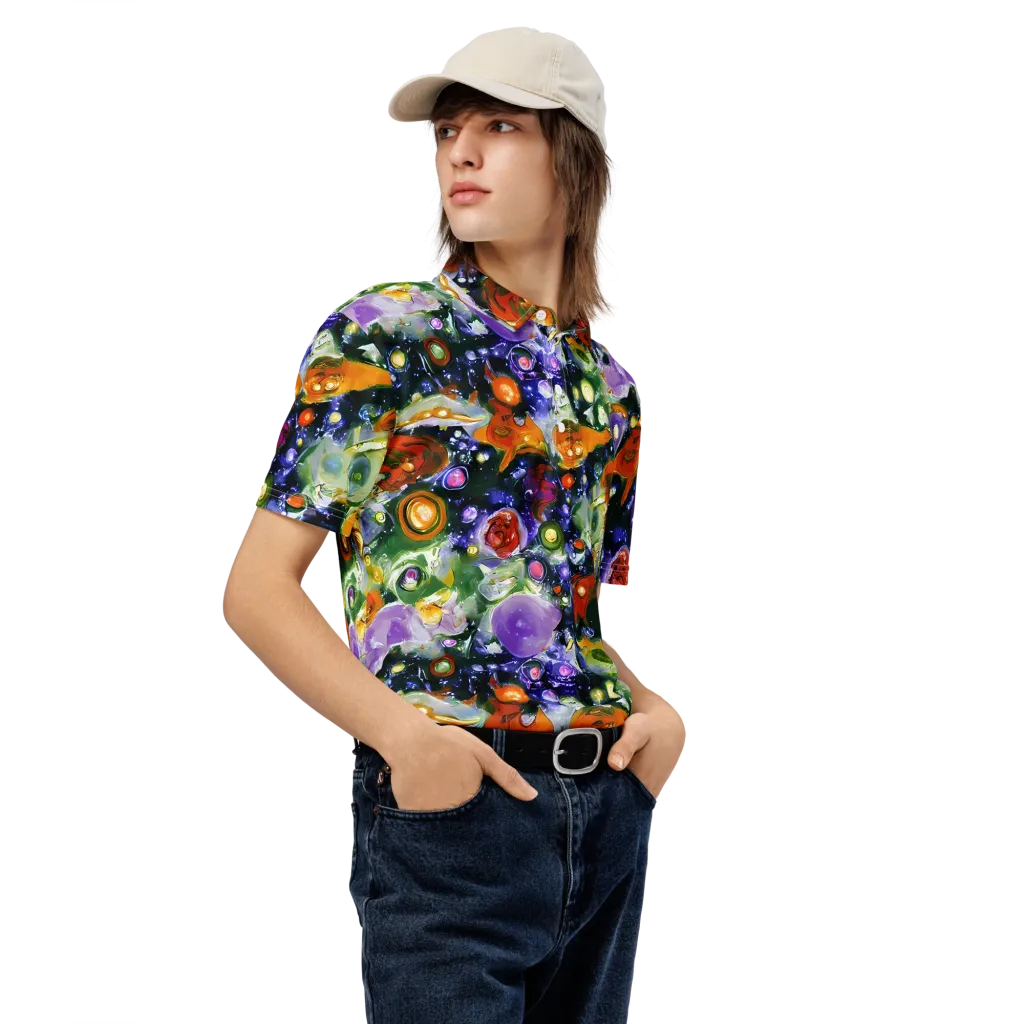 Molten Bloom on Men's Slim Fit Polo Shirt — Right Front