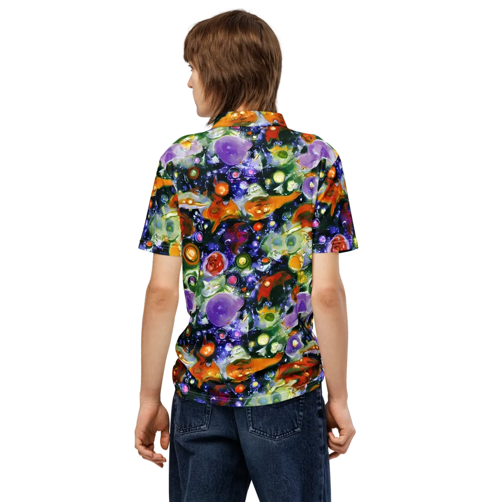 Molten Bloom on Men's Slim Fit Polo Shirt — Back