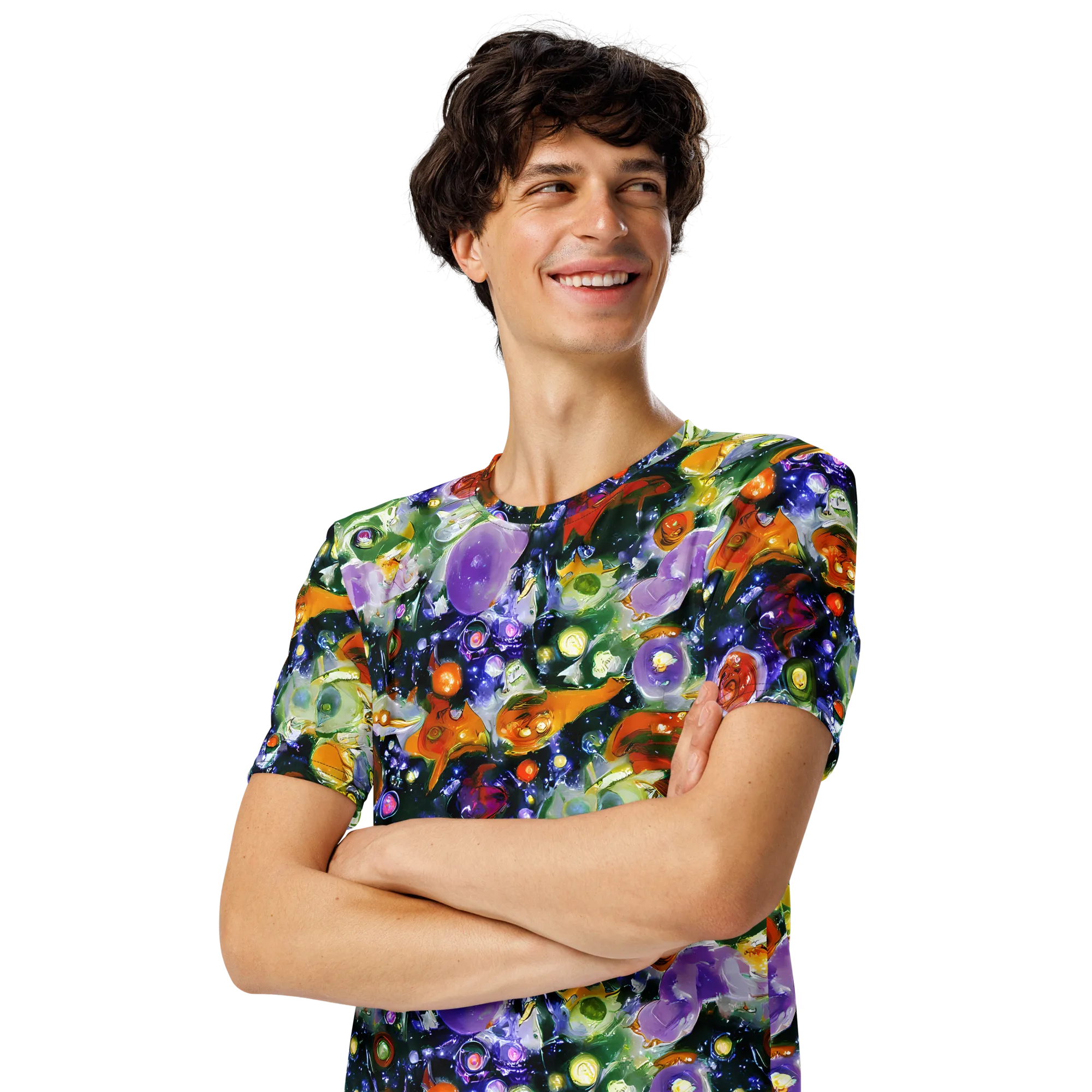 Molten Bloom on Men's Crew Neck T-Shirt — Left Front