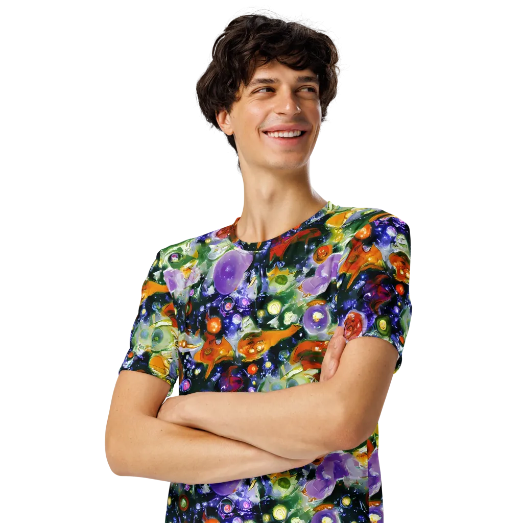 Molten Bloom on Men's Crew Neck T-Shirt — Left Front