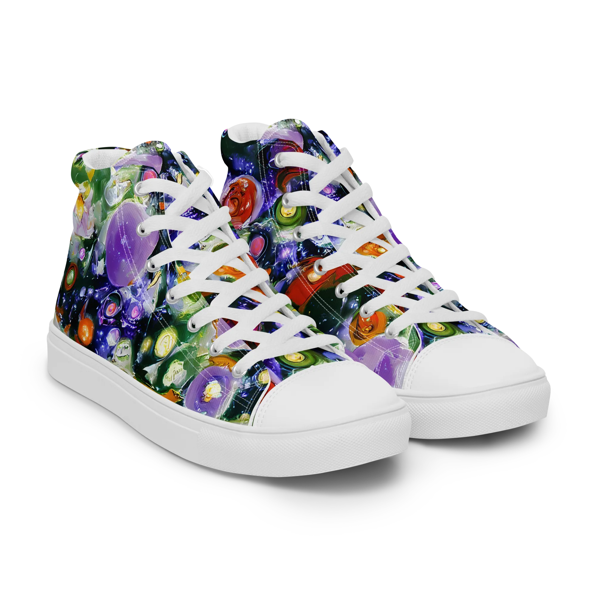 Molten Bloom on Men's High Top Canvas Shoes — Right Front