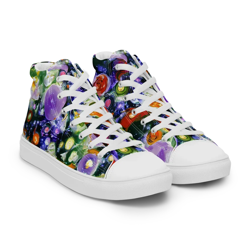 Molten Bloom on Men's High Top Canvas Shoes — Right Front