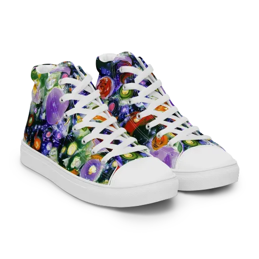 Molten Bloom on a Men's High Top Canvas Shoes