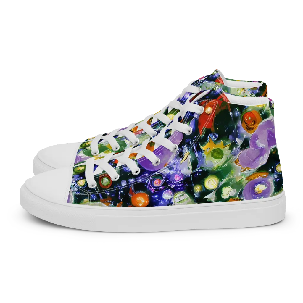 Molten Bloom on Men's High Top Canvas Shoes — Left