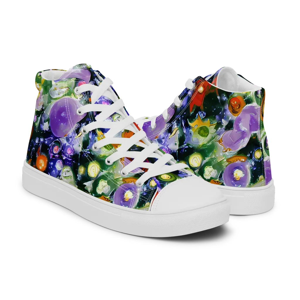 Molten Bloom on Men's High Top Canvas Shoes — Right