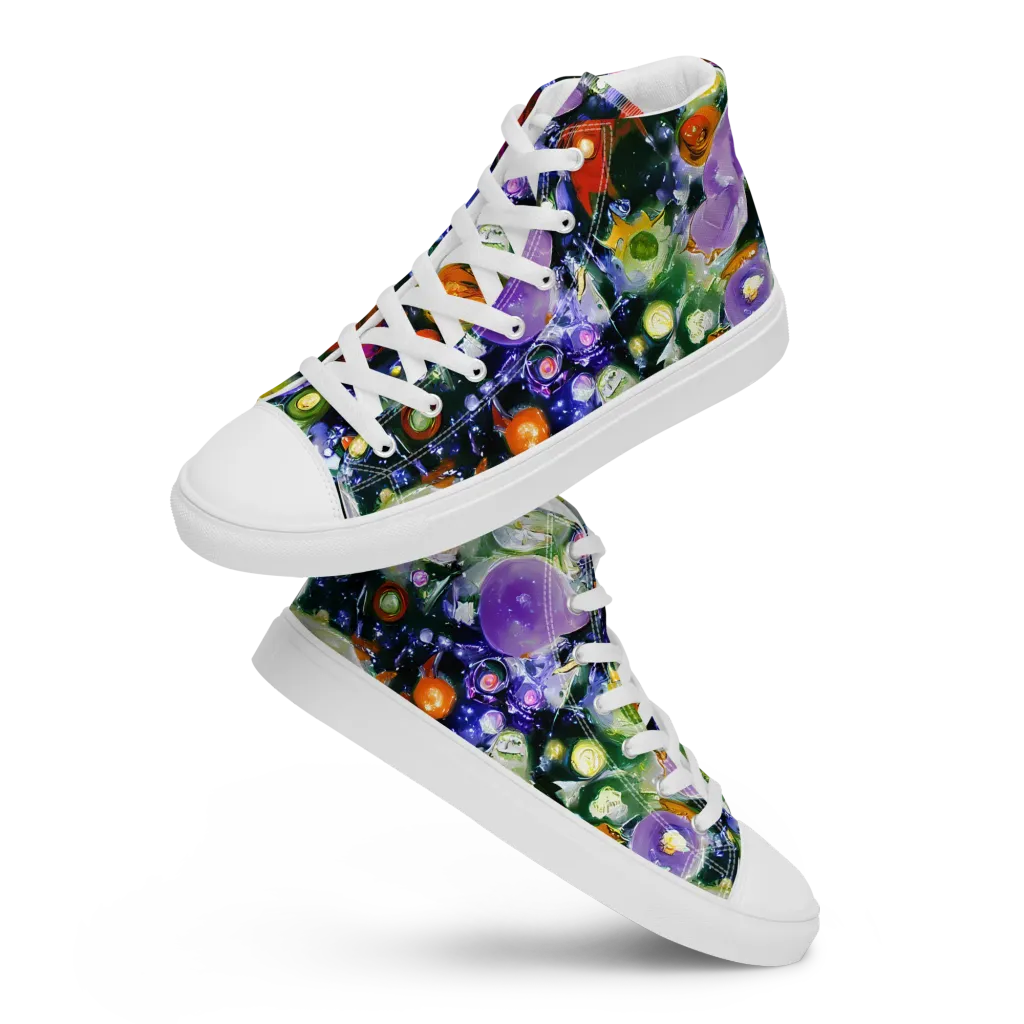 Molten Bloom on Men's High Top Canvas Shoes — Front