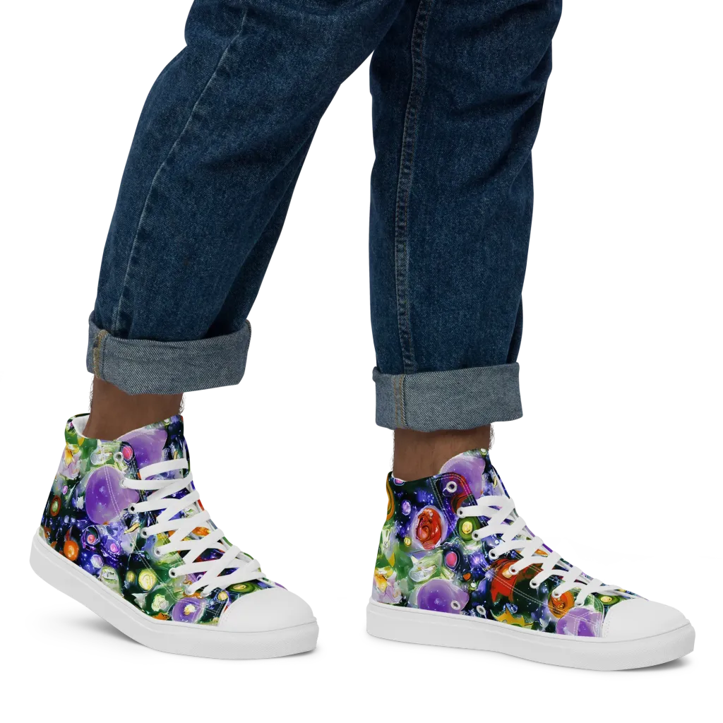 Molten Bloom on Men's High Top Canvas Shoes — Right