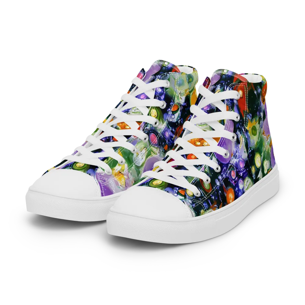 Molten Bloom on Women's High Top Canvas Shoes — Left Front