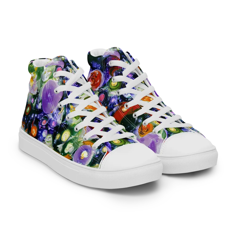 Molten Bloom on Women's High Top Canvas Shoes — Right Front