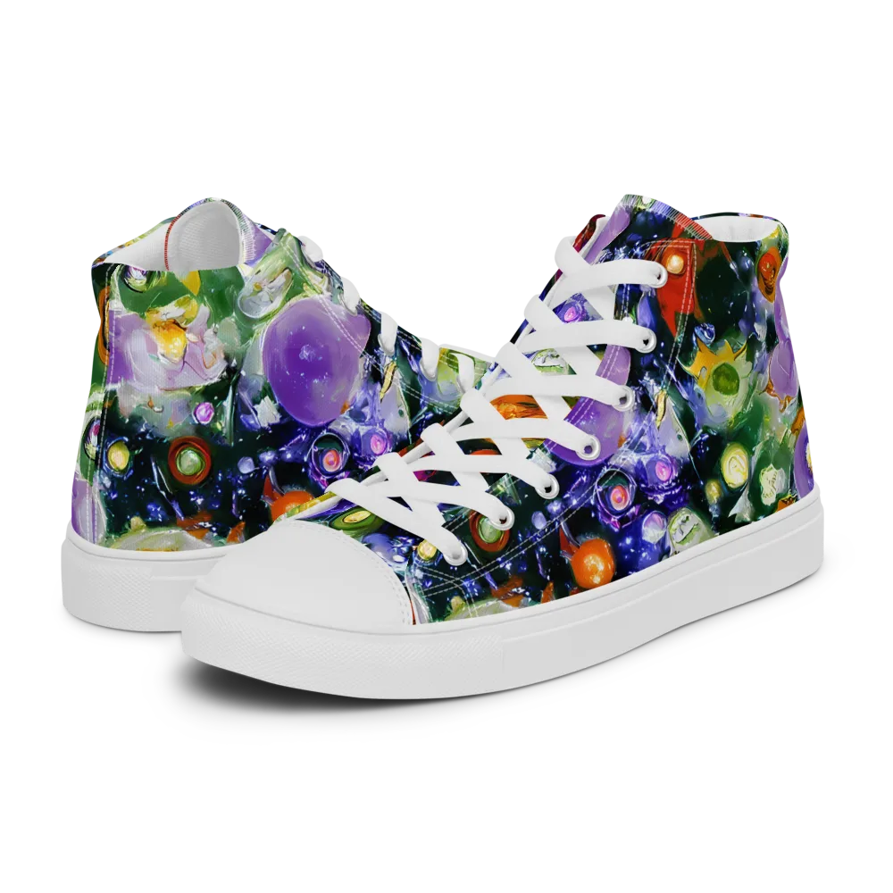 Molten Bloom on Women's High Top Canvas Shoes — Left
