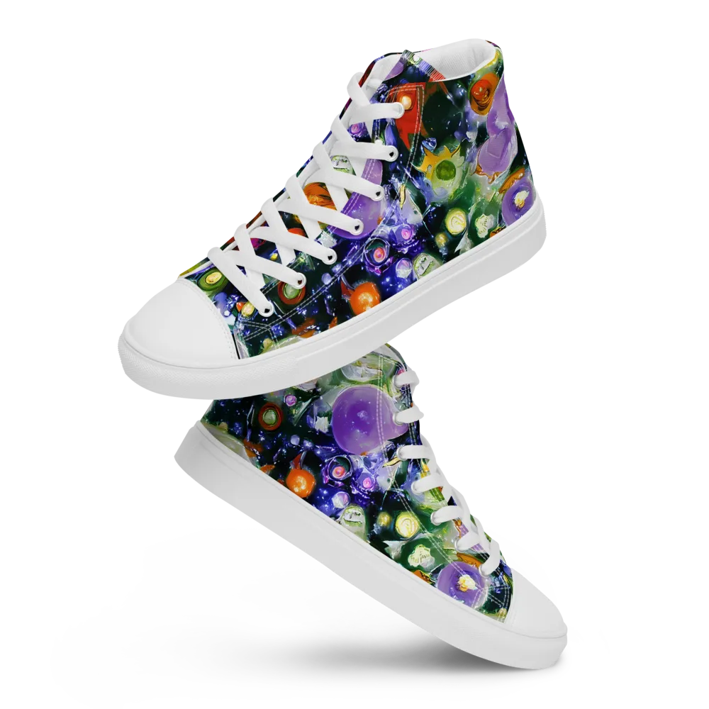 Molten Bloom on Women's High Top Canvas Shoes — Front