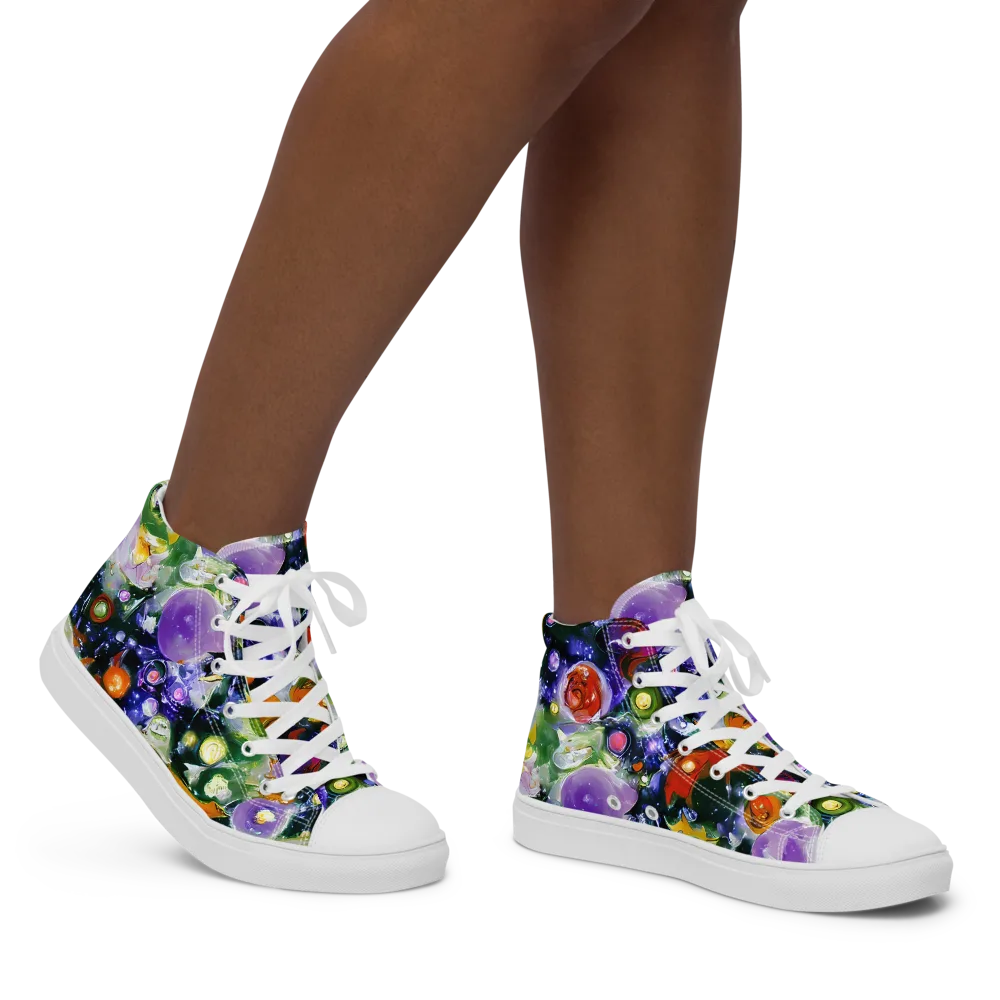 Molten Bloom on Women's High Top Canvas Shoes — Right