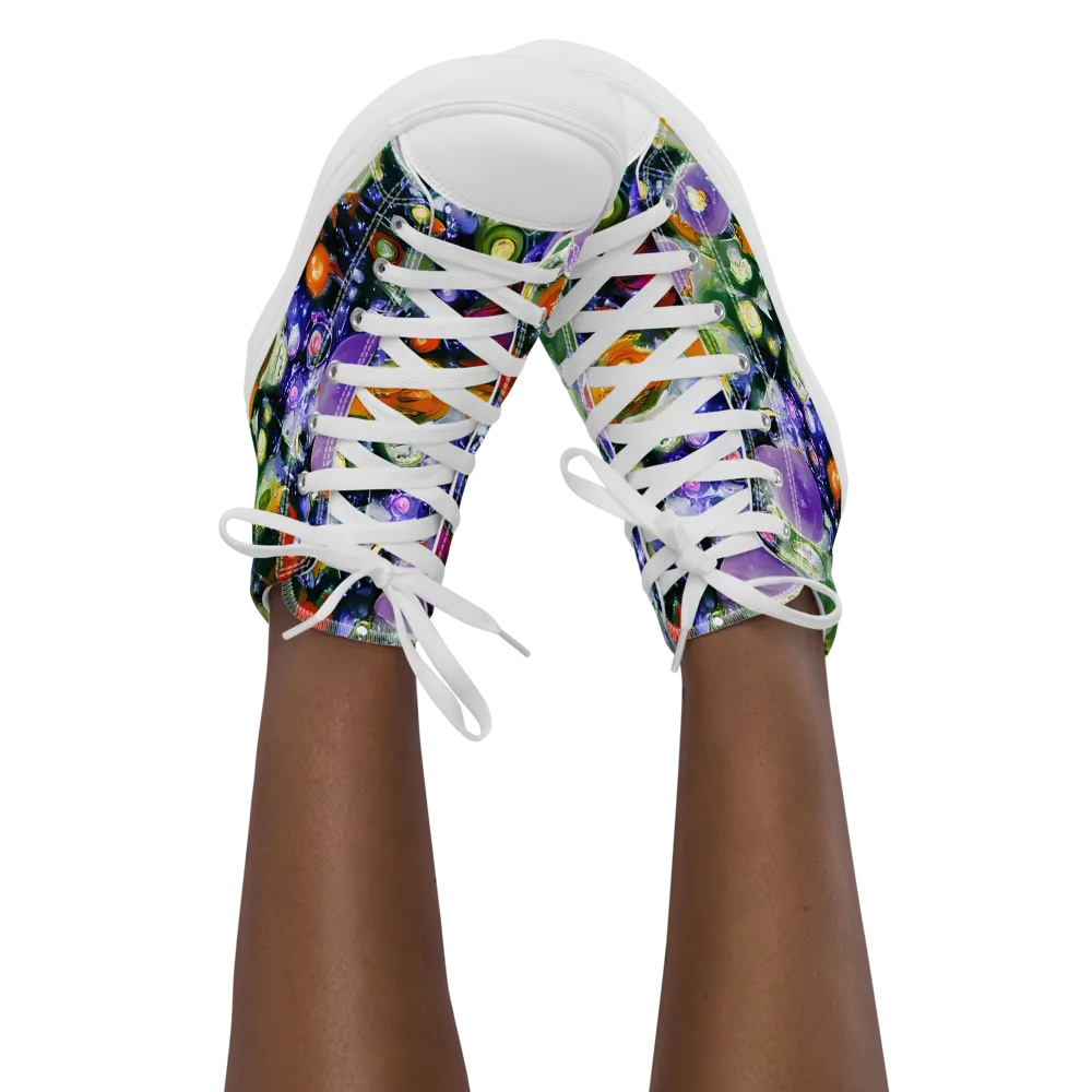 Molten Bloom on Women's High Top Canvas Shoes — Front