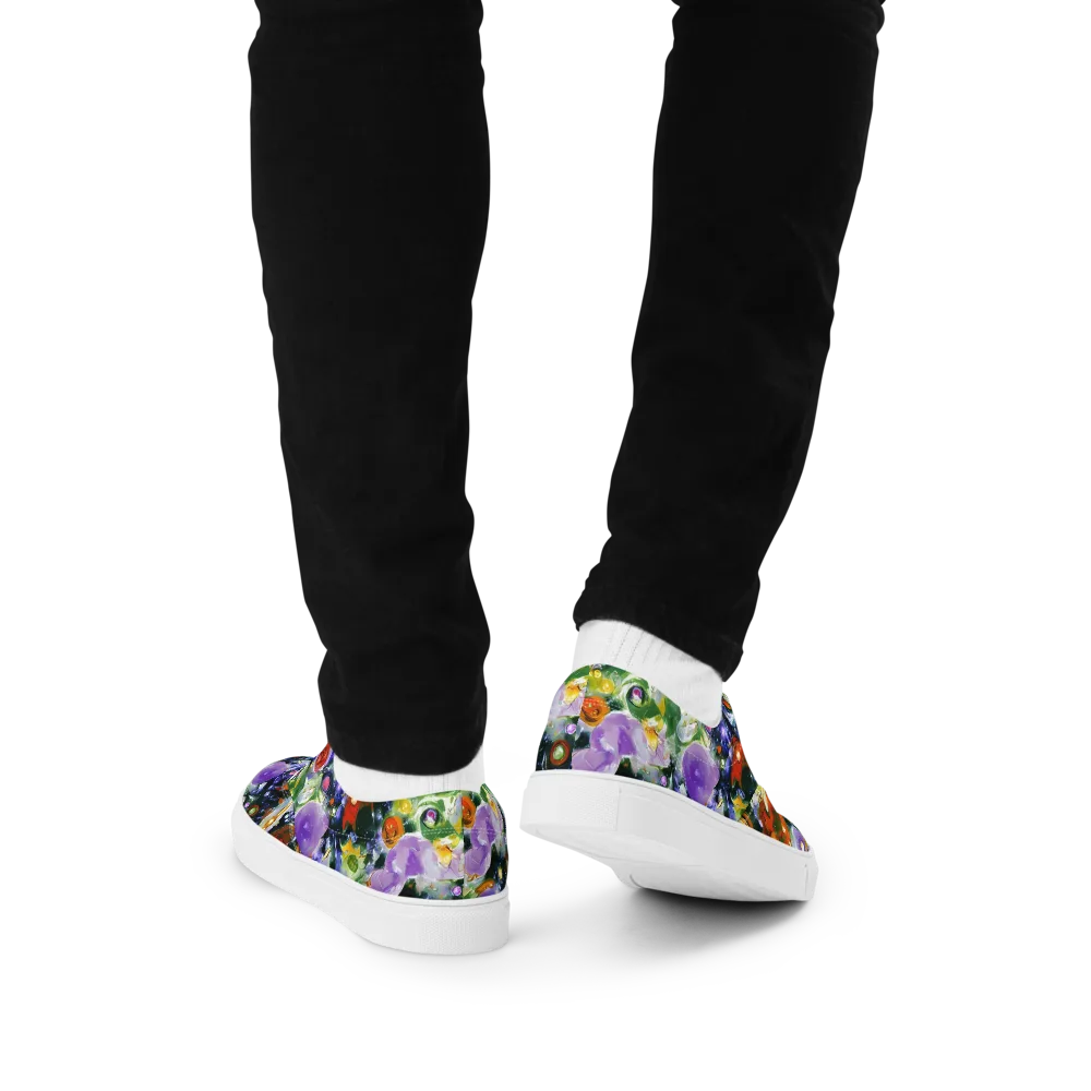 Molten Bloom on Men's Lace-Up Canvas Shoes — Back
