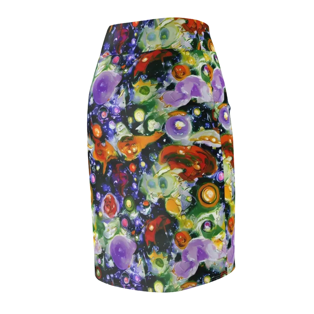 Molten Bloom on Pencil Skirt — Back Side