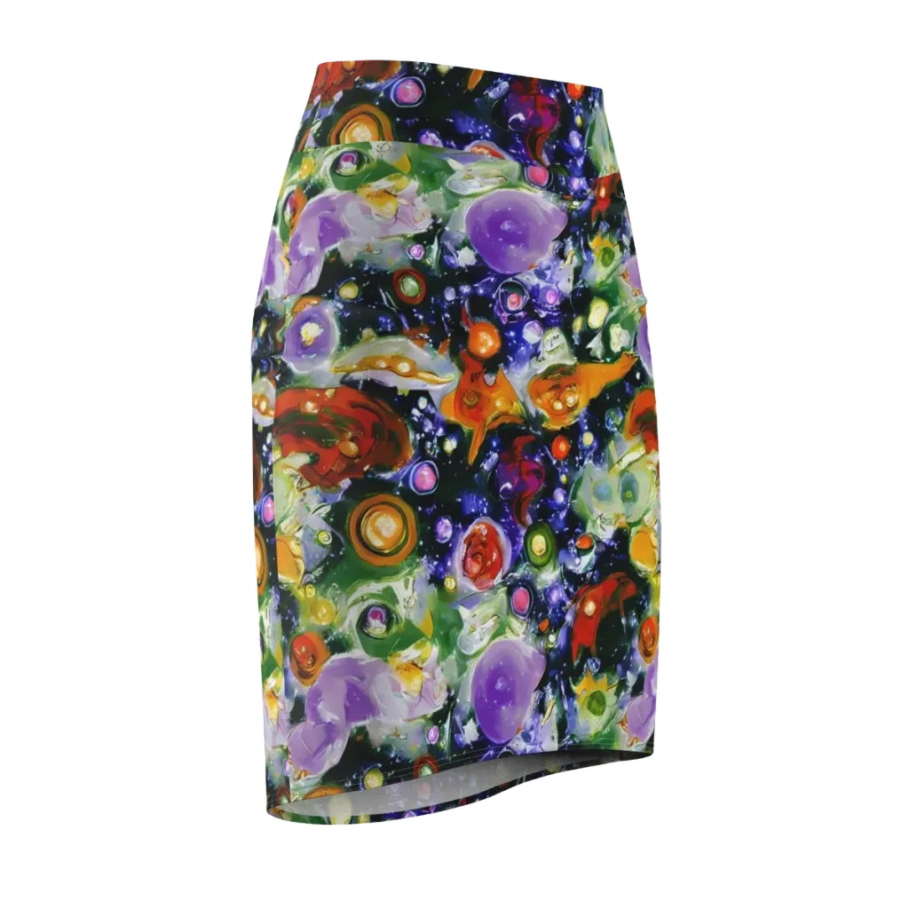 Molten Bloom on Pencil Skirt — Front Side