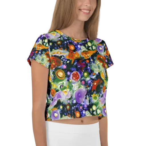 Molten Bloom on a Crop Tee