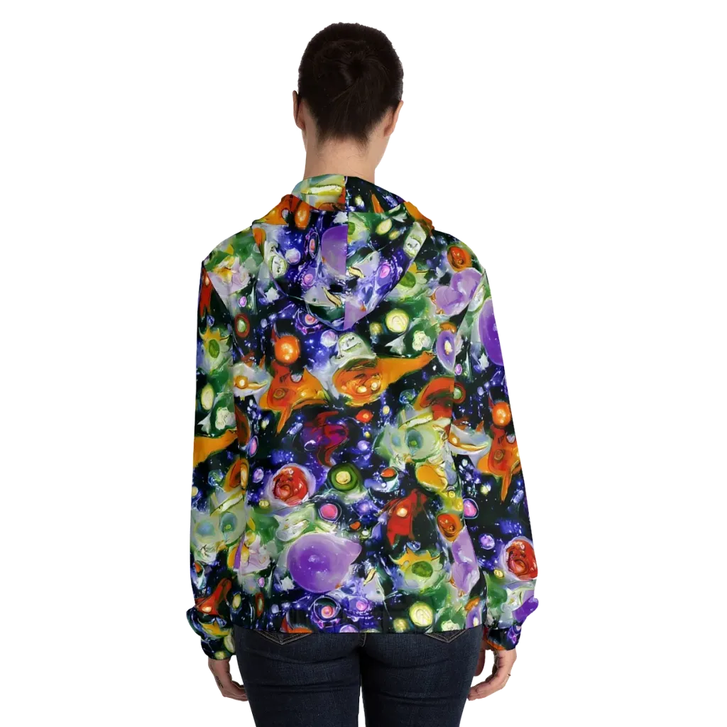 Molten Bloom on Women's Full-Zip Hoodie — Back On Person