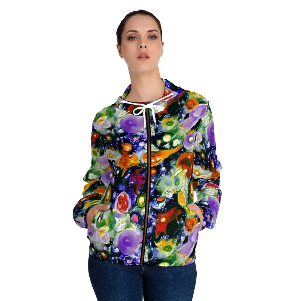 Molten Bloom on Women's Full-Zip Hoodie — Front On Person