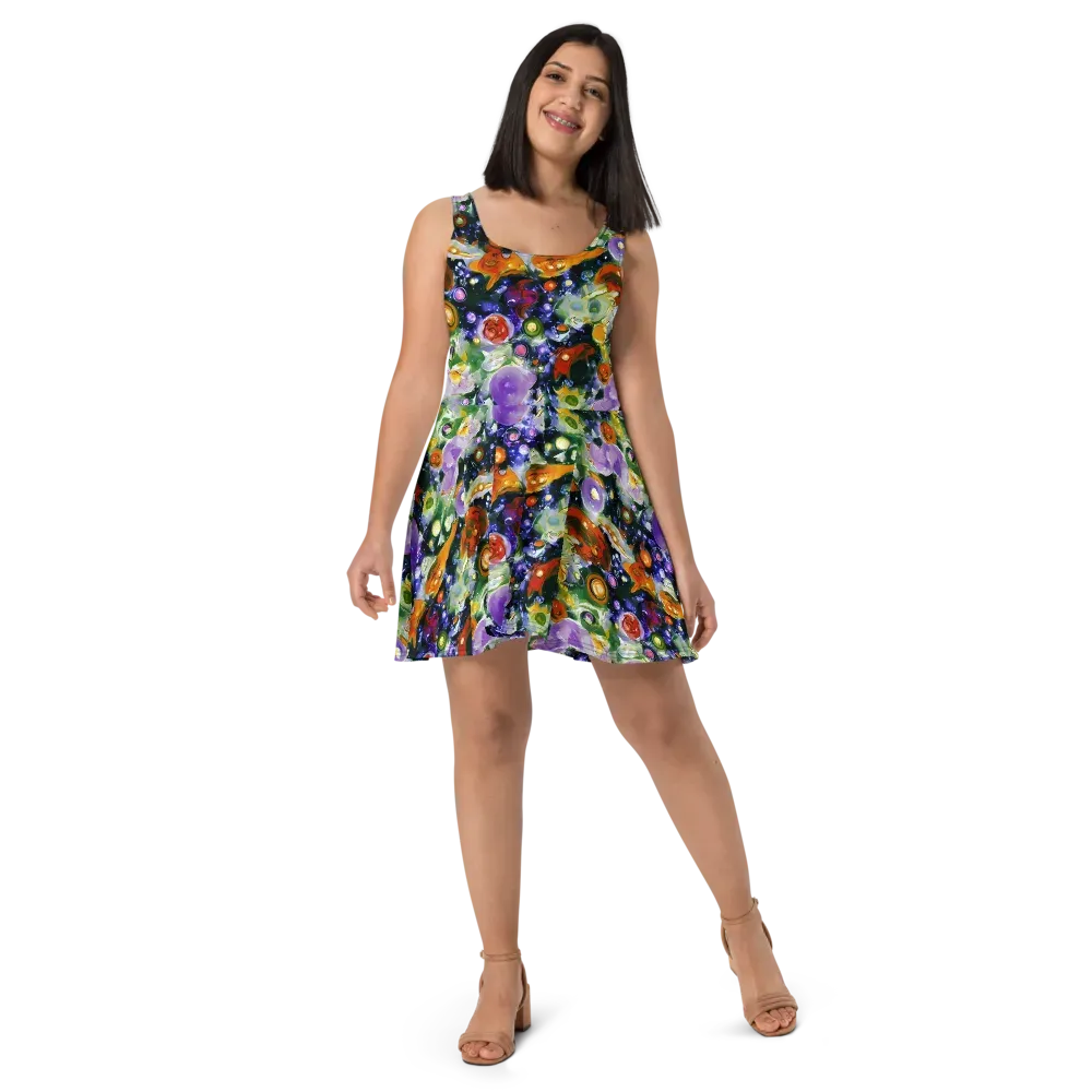 Molten Bloom on Skater Dress — Front